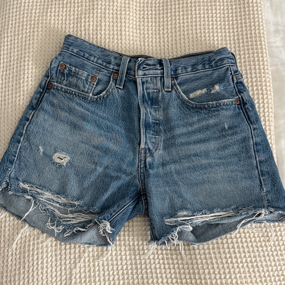 Levi's Light Blue Distressed Jean Shorts